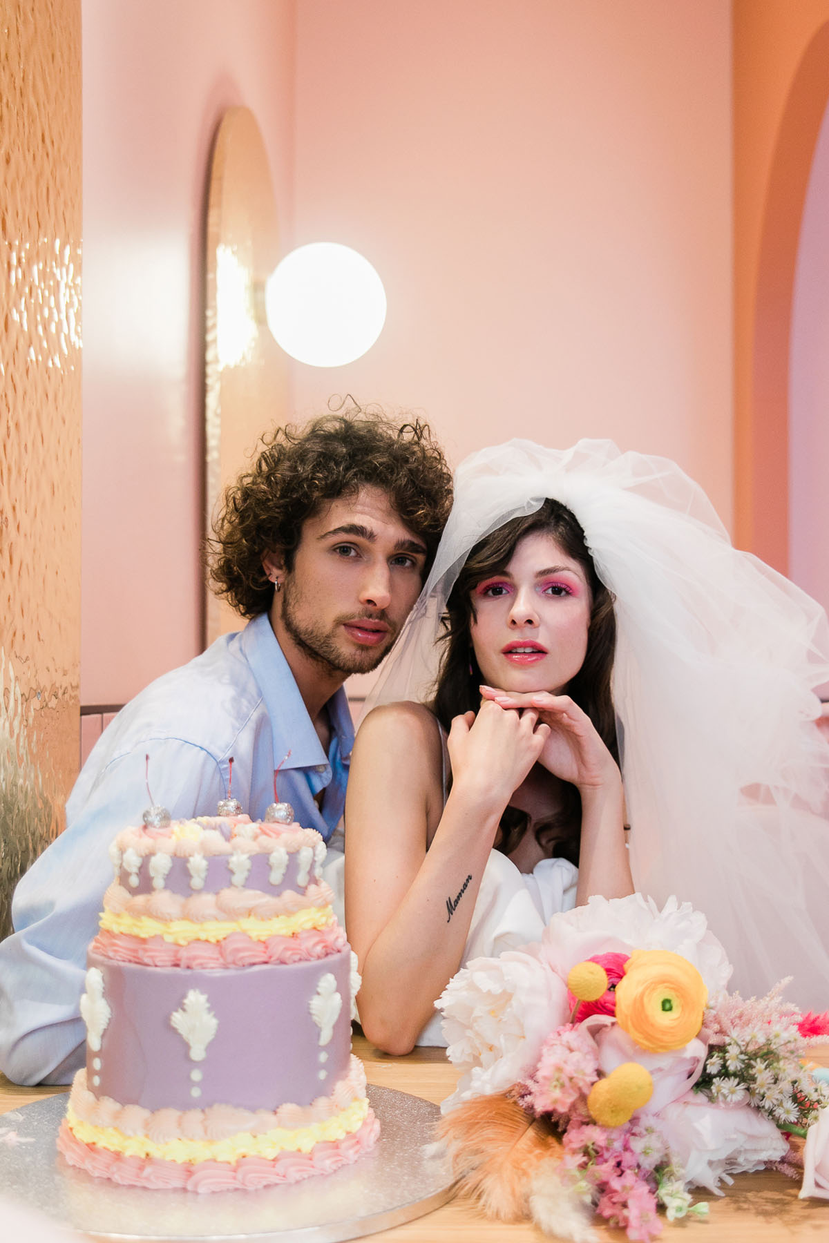 Colorful Italian elopement editorial at Bun Burger 