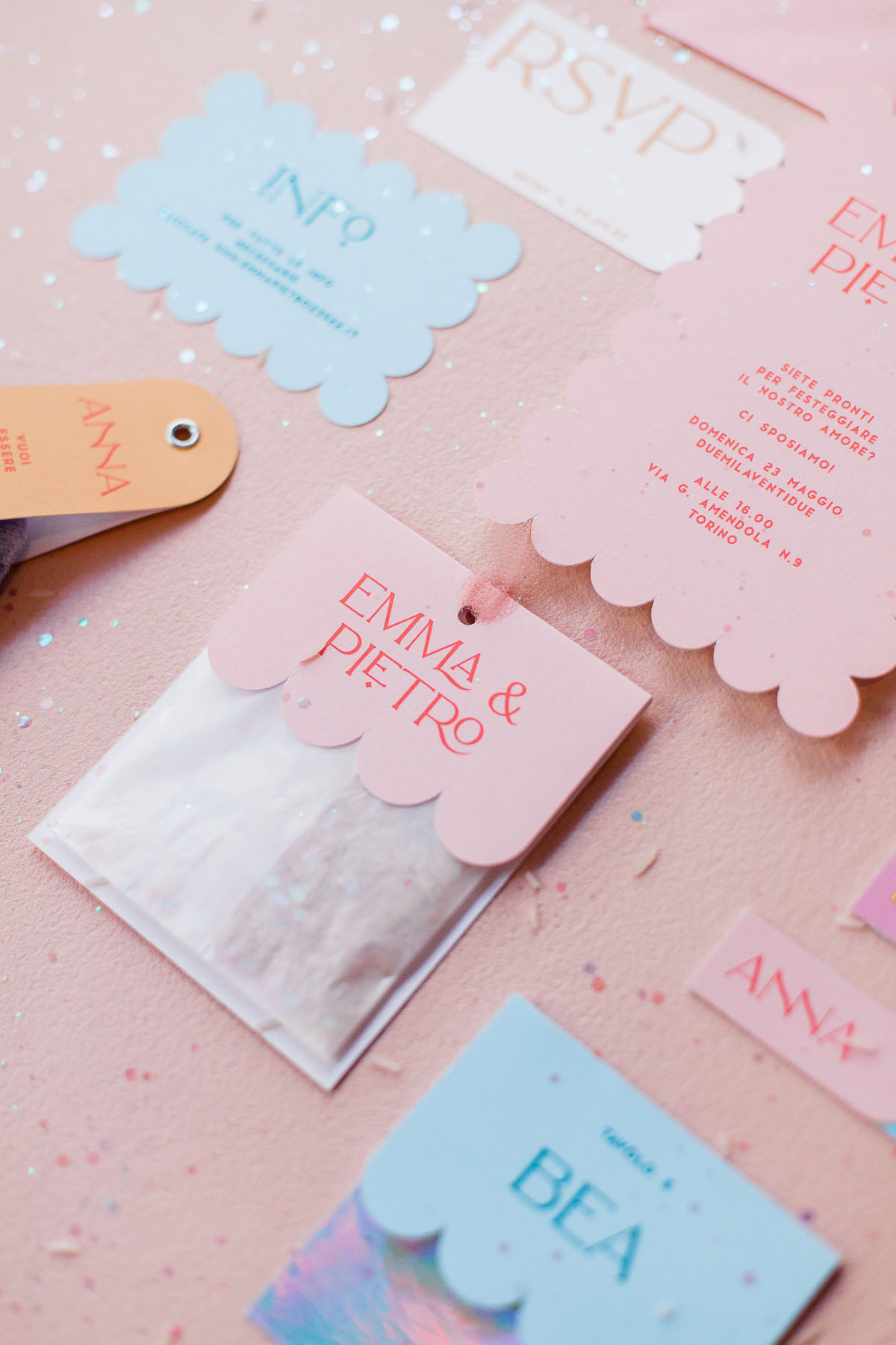 pastel wedding stationery