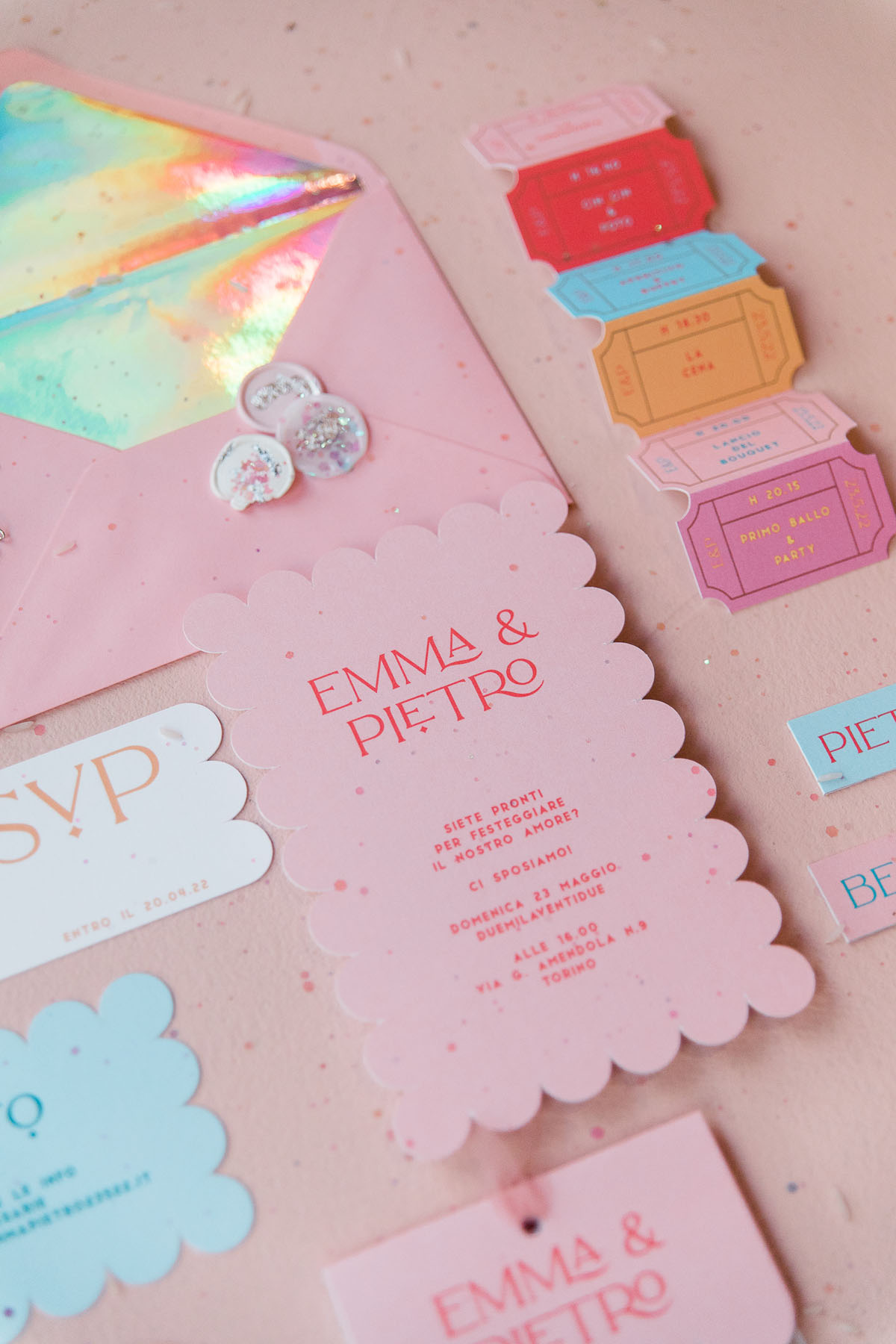 pastel wedding stationery