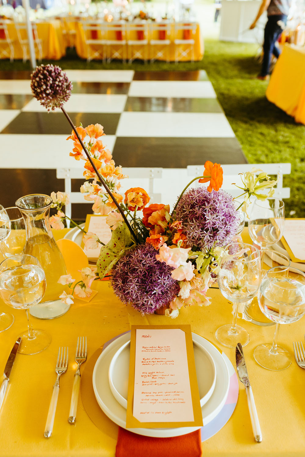colorful wedding place setting