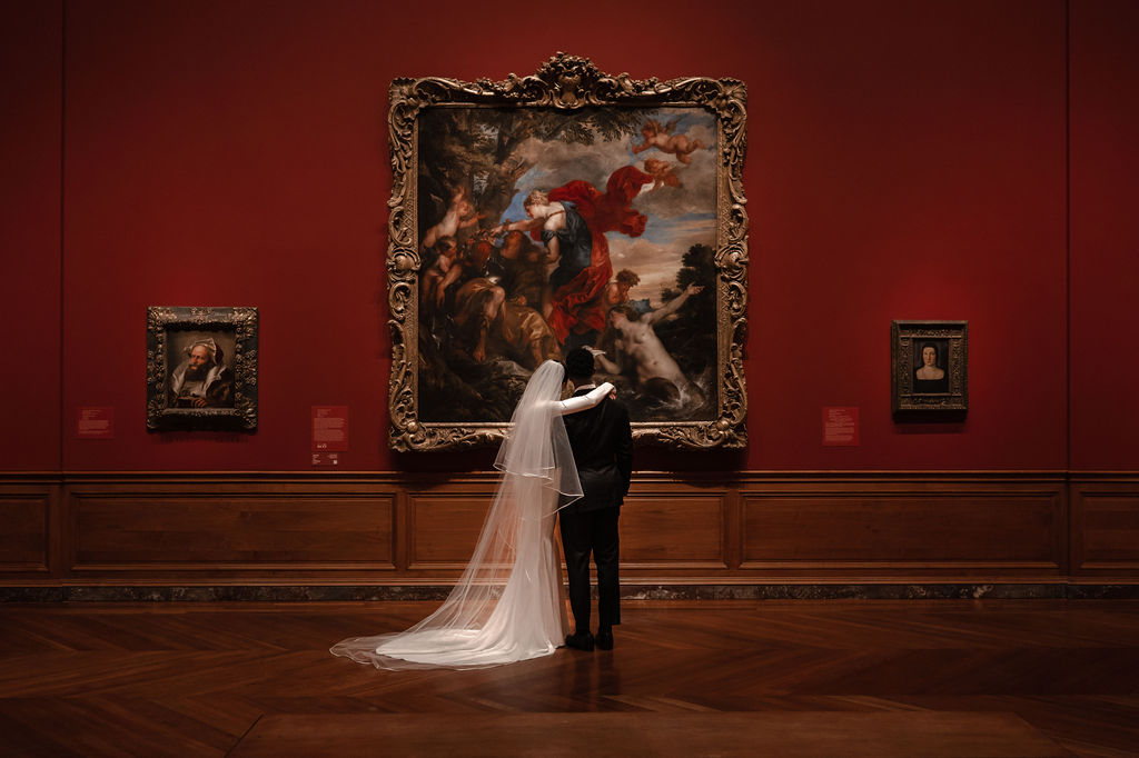 formal wedding at a museum