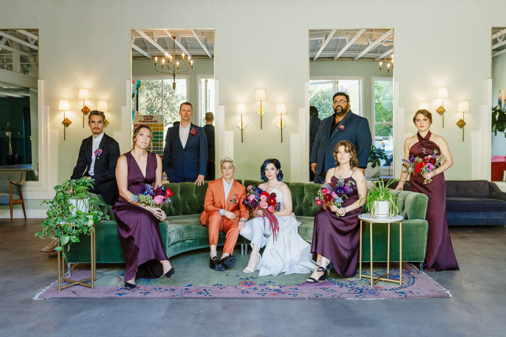 Disco balls and jewel tones filled this upbeat Fig House wedding