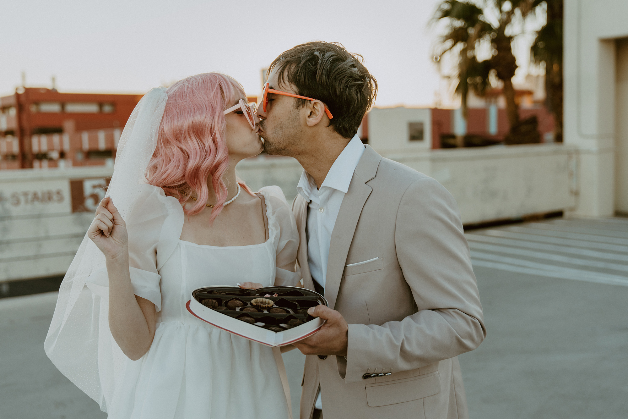 pink Las Vegas wedding valentine's day elopement