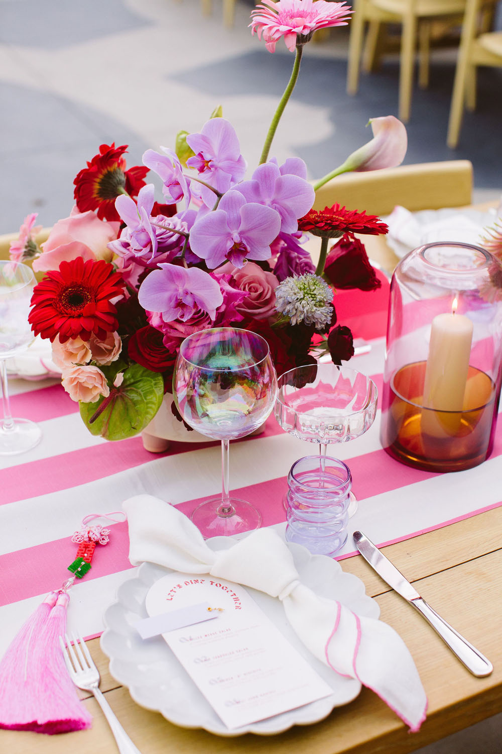 Laidback, nontraditional red, pink + purple wedding at The Fig House