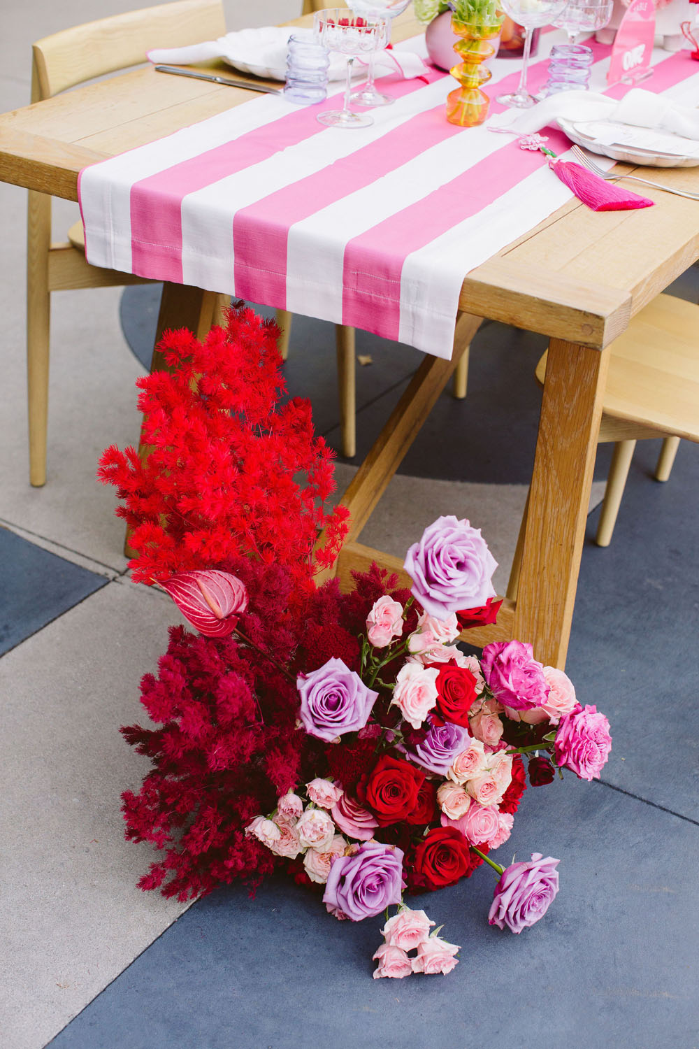 pink and red floral arrangements