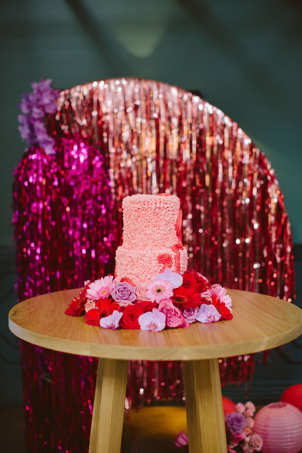 Pink shag wedding cake