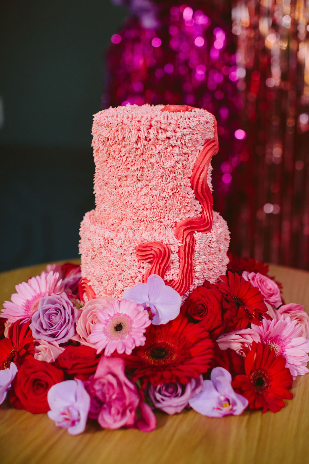 Pink shag wedding cake