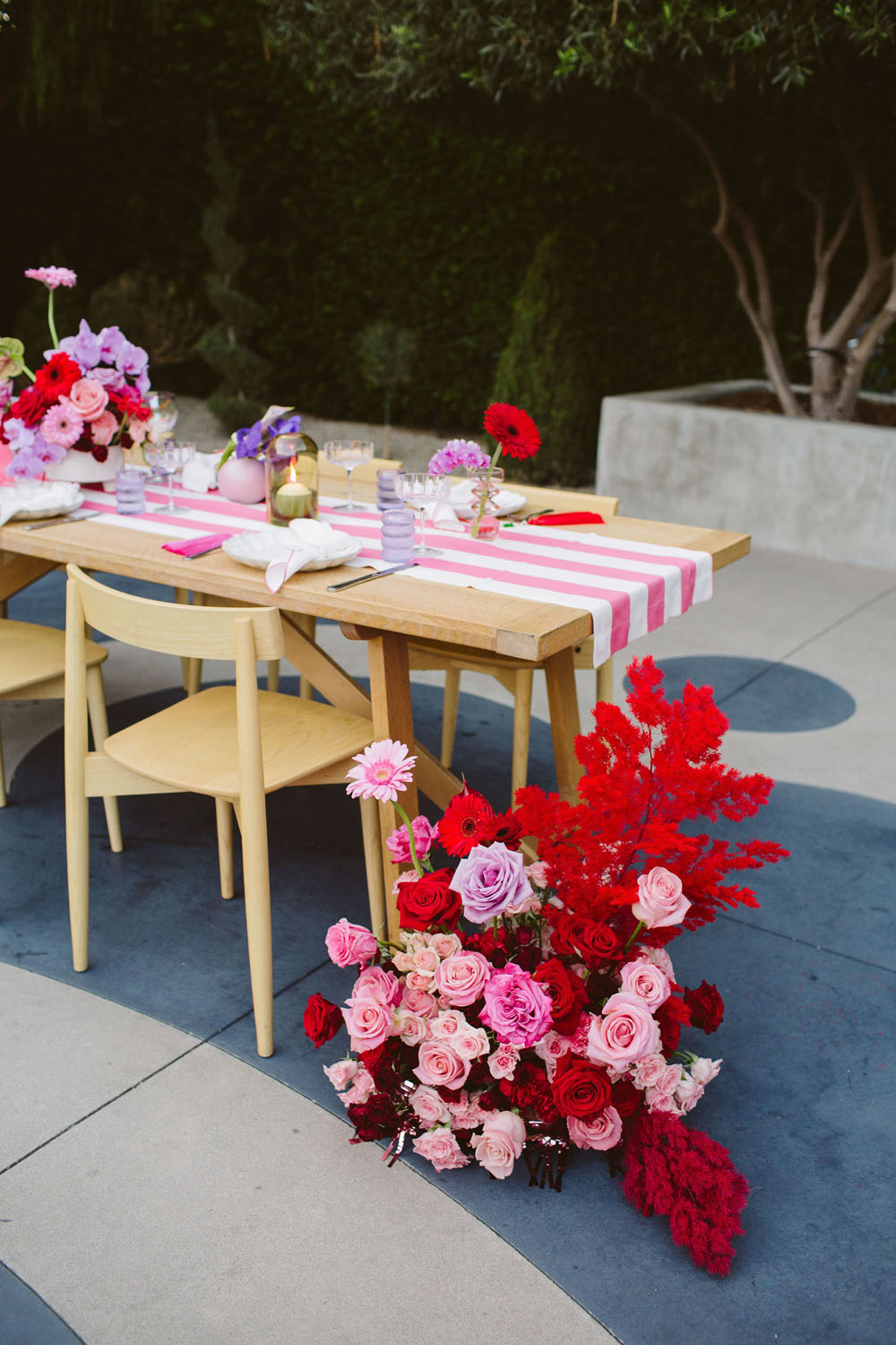 Laidback, nontraditional red, pink + purple wedding at The Fig House