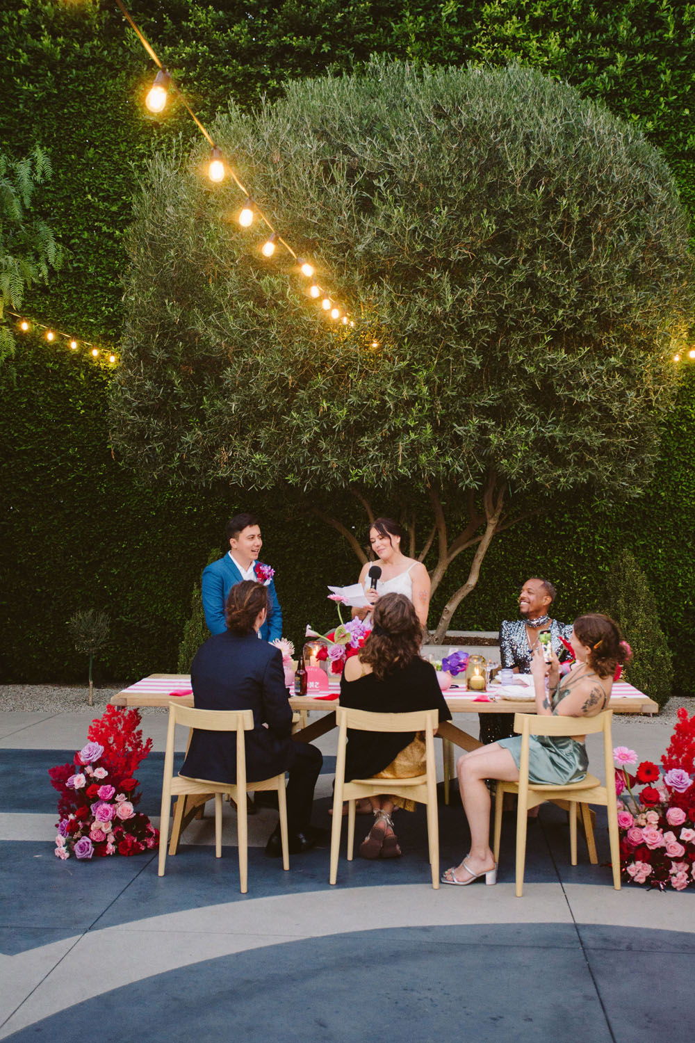 Exchanging vows at wedding reception