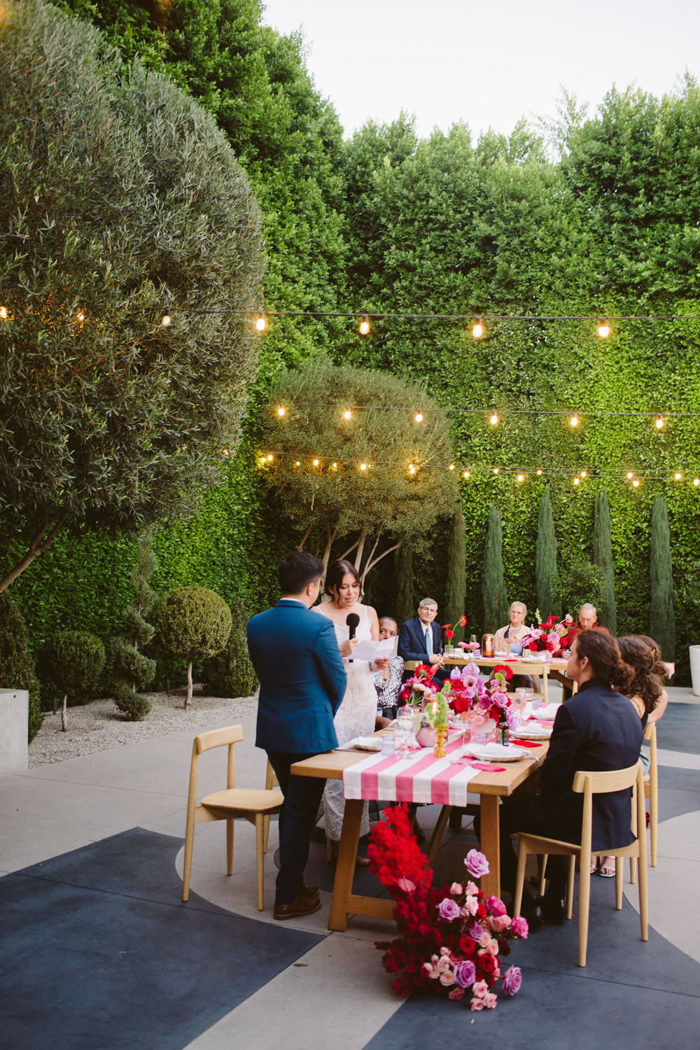 Laidback, nontraditional red, pink + purple wedding at The Fig House