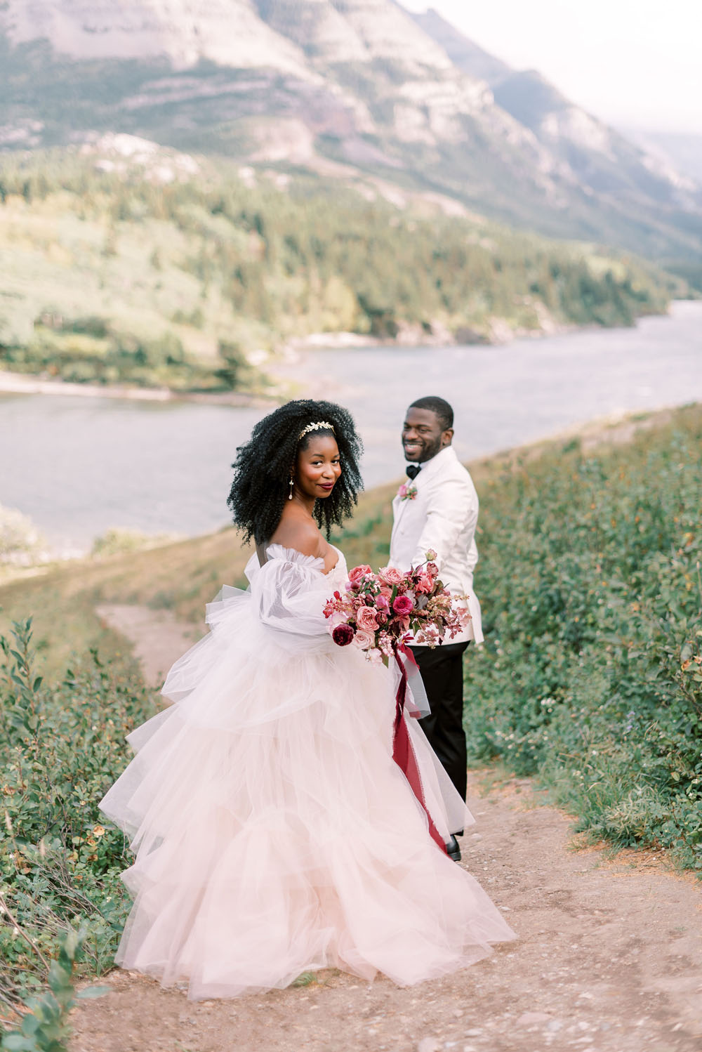 blush wedding gown with puff sleeves - 2023 wedding dress trends