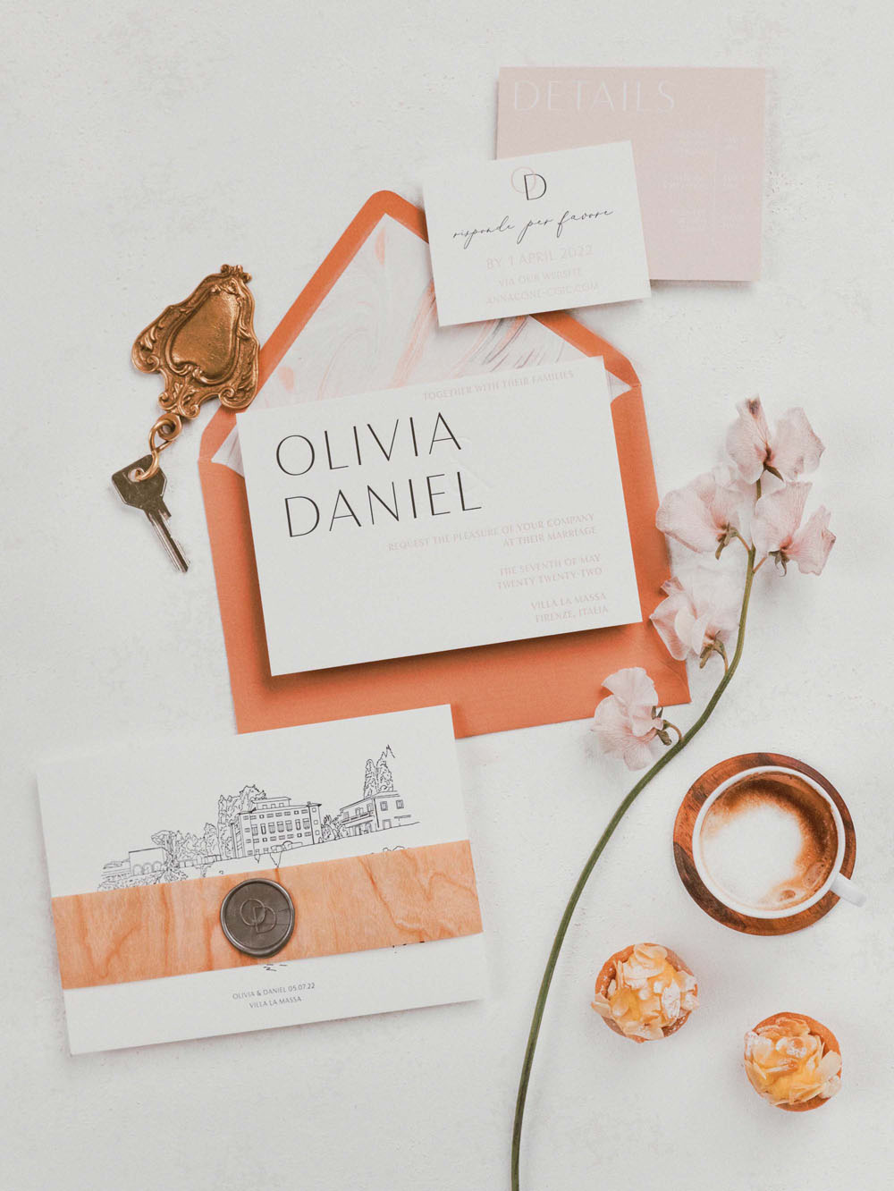 terracotta modern wedding invitations