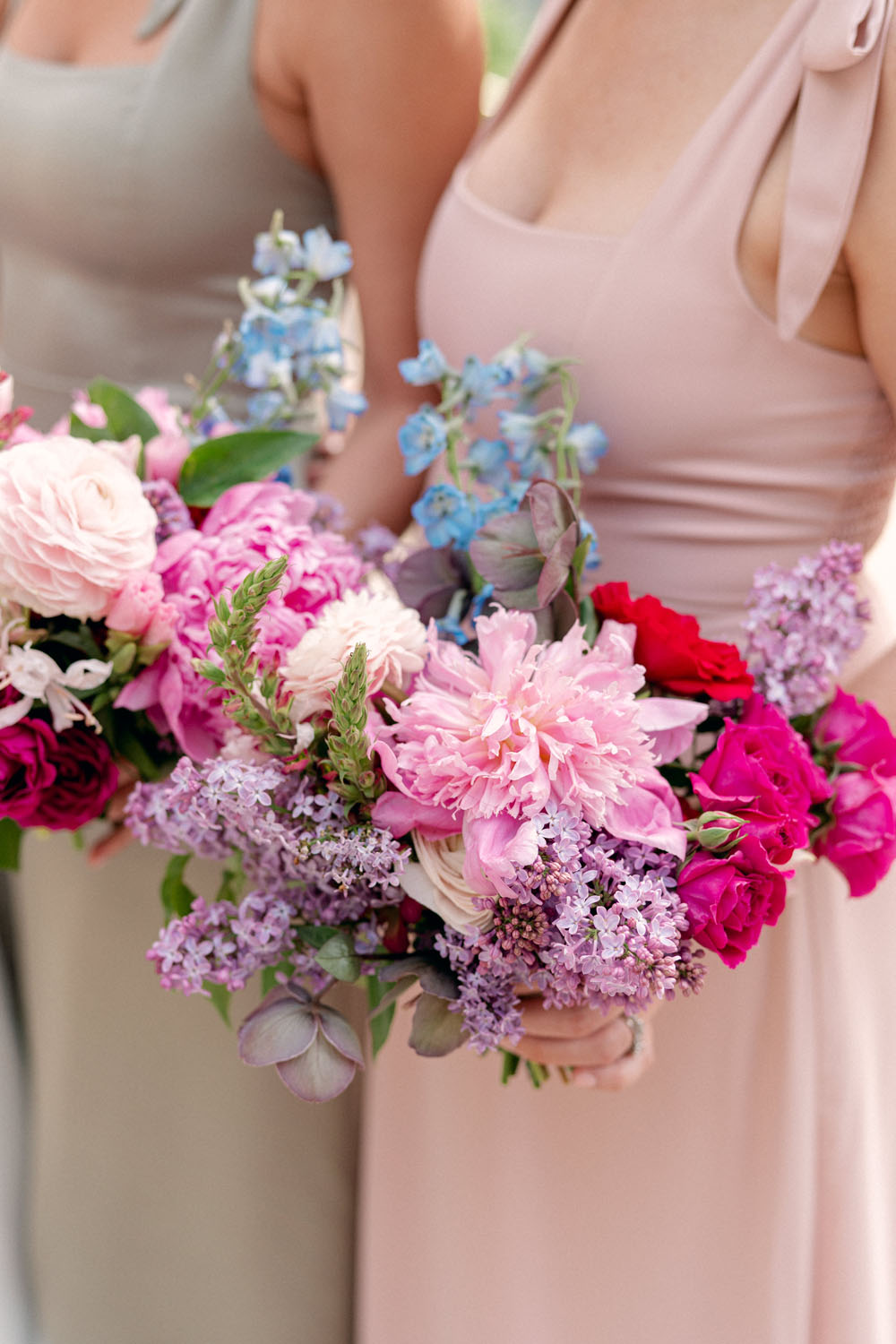 colorful peony wedding bouquets