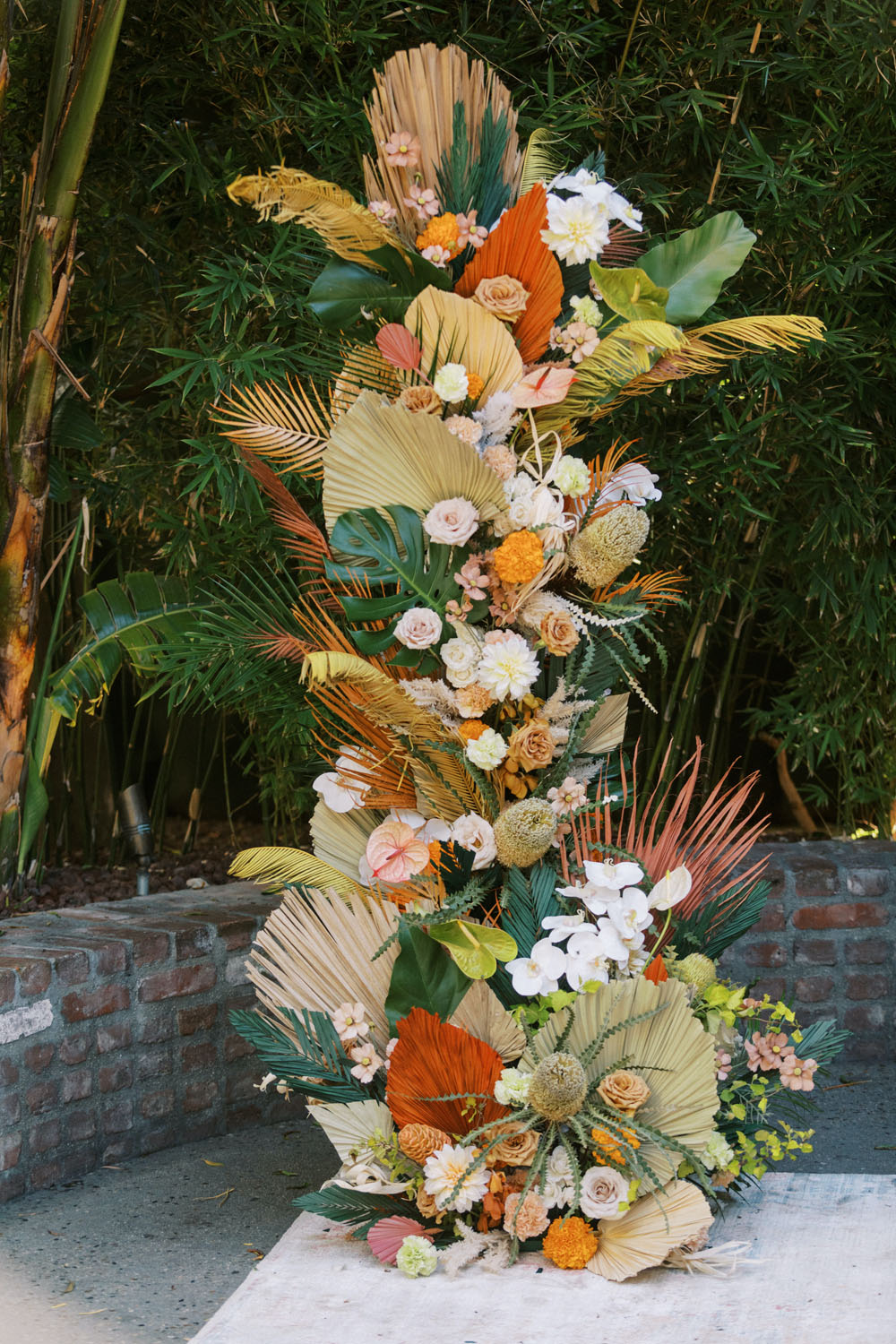 tropical dried florals for wedding ceremony