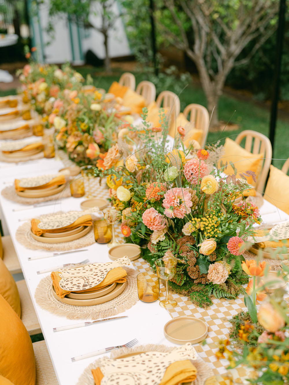 yellow spring tablescape for birthday party