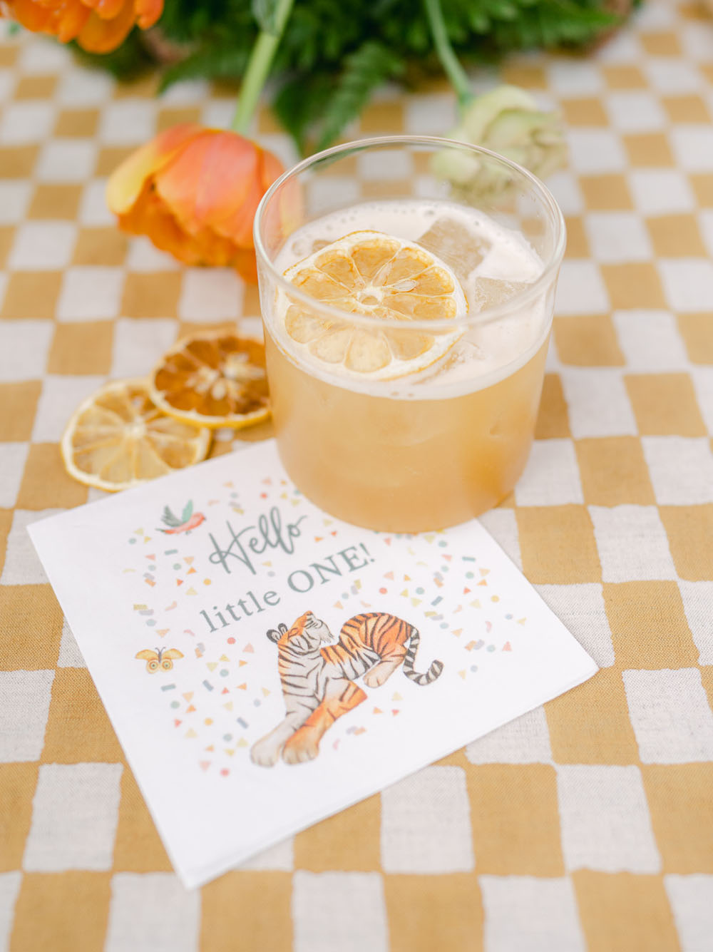 hello little one cocktail napkin for first birthday