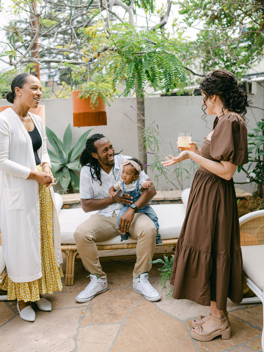 boho rust and yellow decor at birthday party