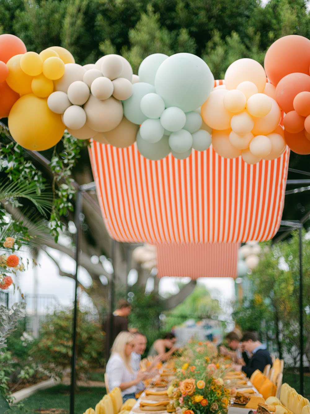 colorful balloon canopy for birthday party