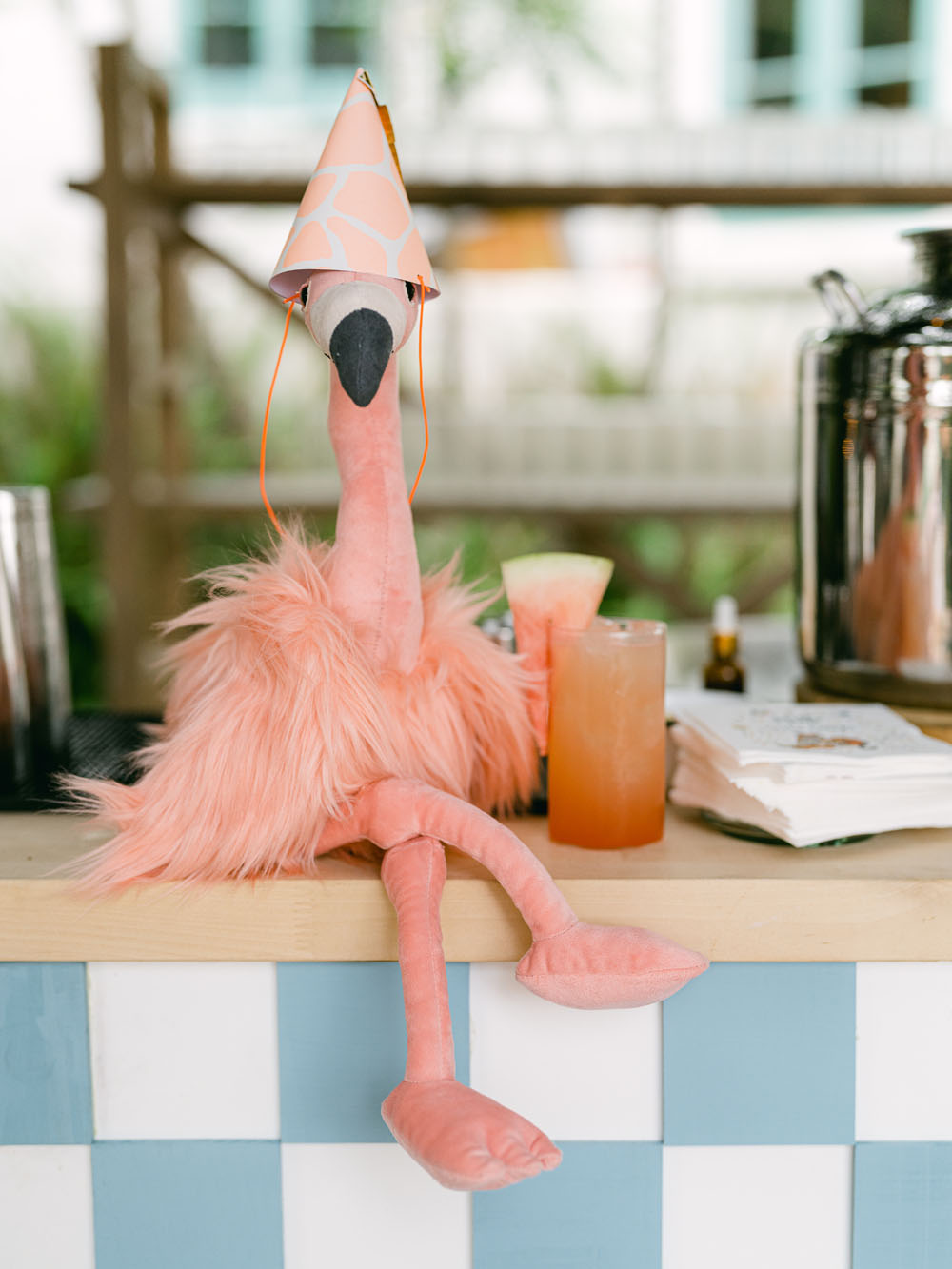 stuffed flamingo for animal birthday party