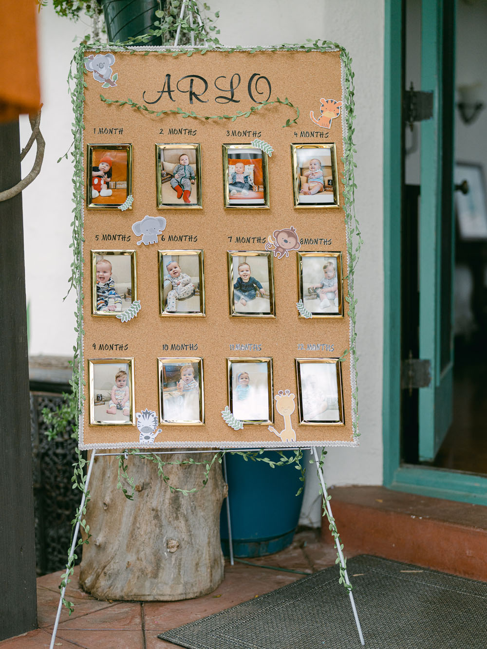 photo display for 1st birthday party