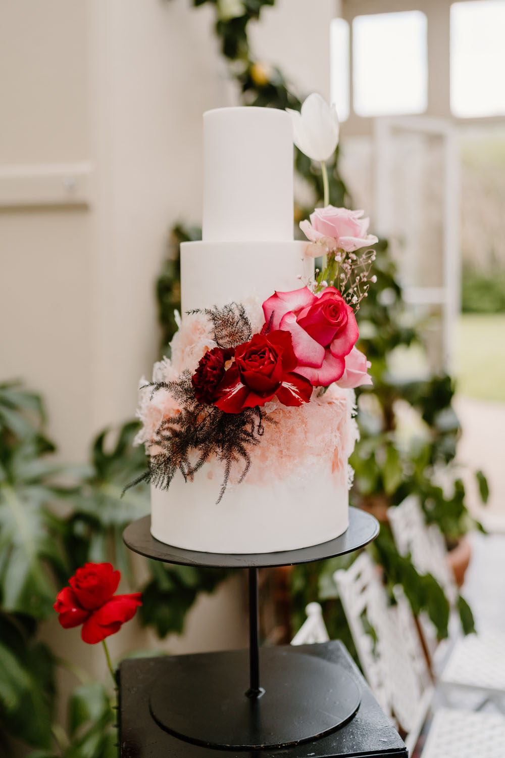 red, black and pink wedding colors