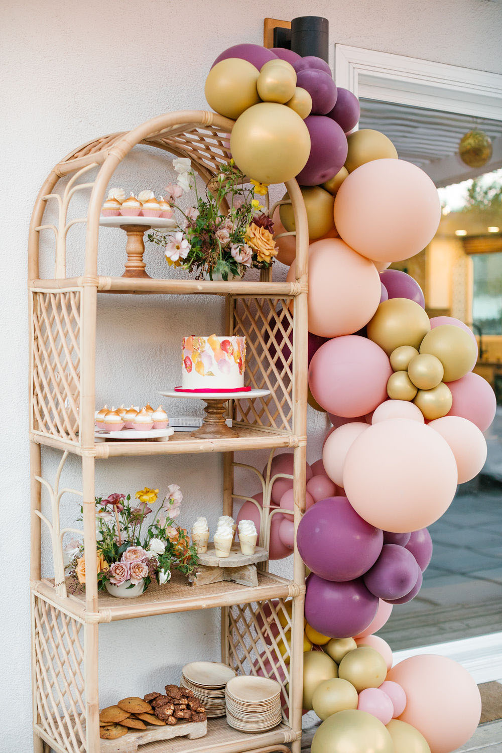 balloons and dessert display for 40th birthday party