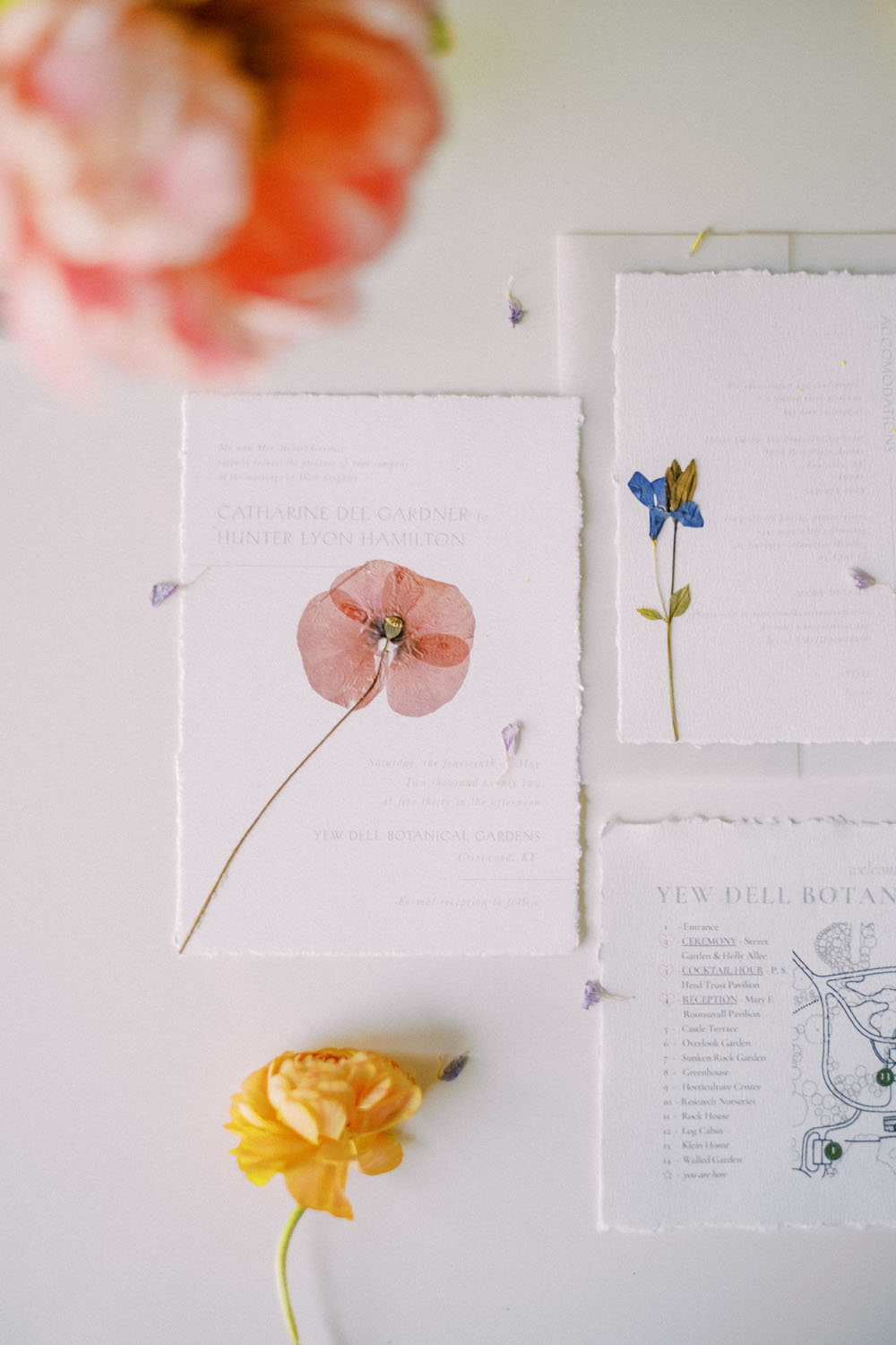 pressed flower wedding invitations