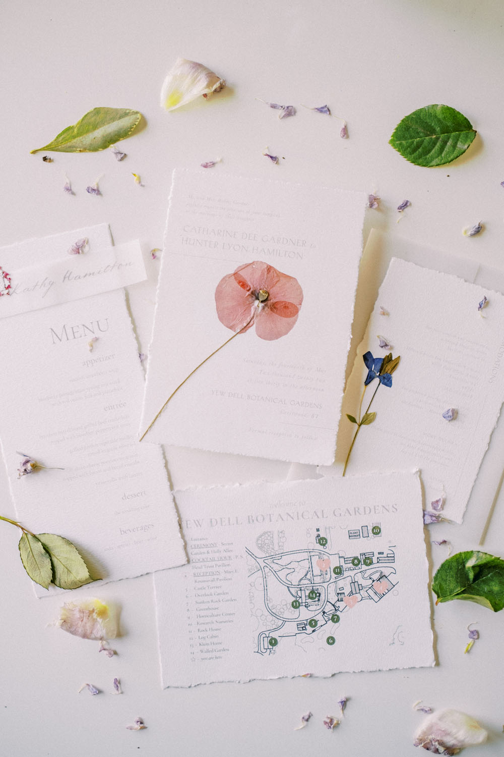 pressed flower wedding invitations