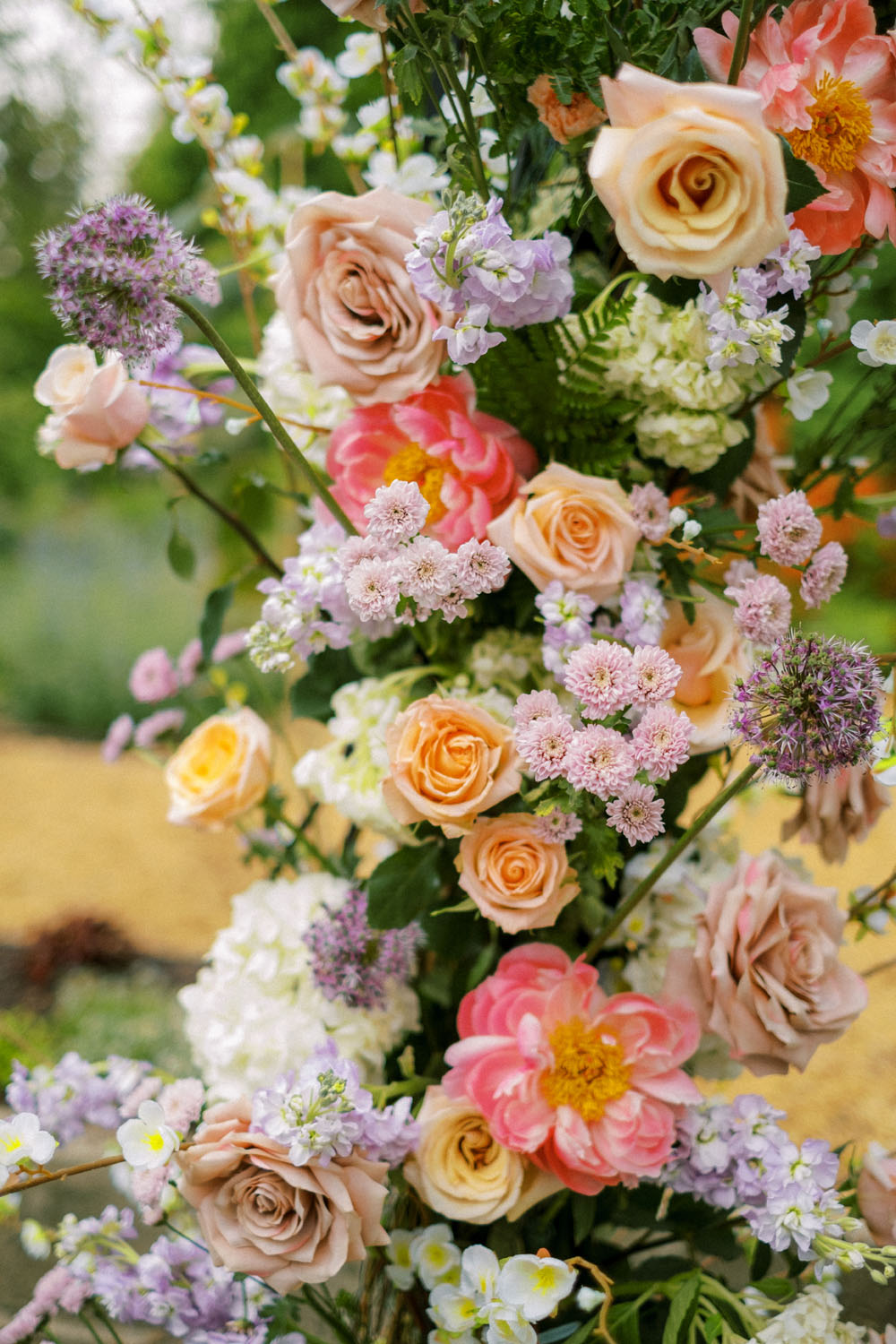 gorgeous floral arch and ceremony flowers at kentucky spring wedding