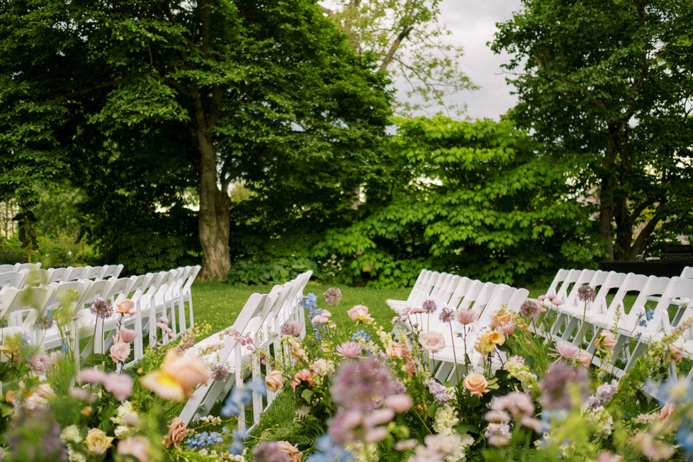 gorgeous floral arch and ceremony flowers at kentucky spring wedding