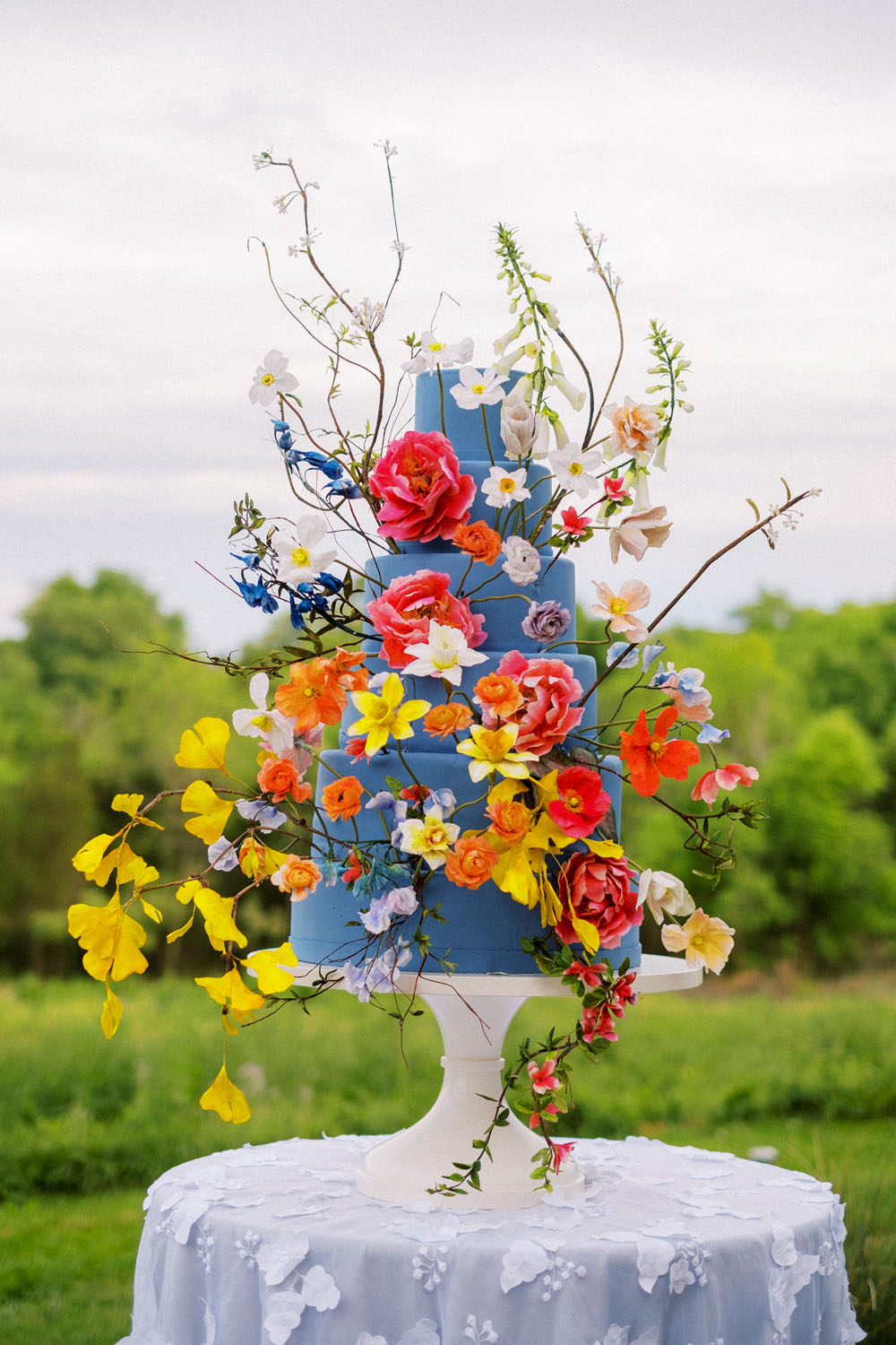 colorful floral wedding cake