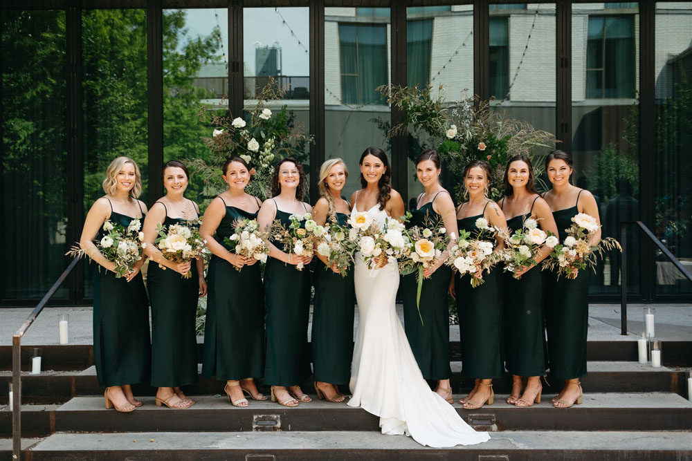 emerald green bridesmaid dresses for modern Austin wedding