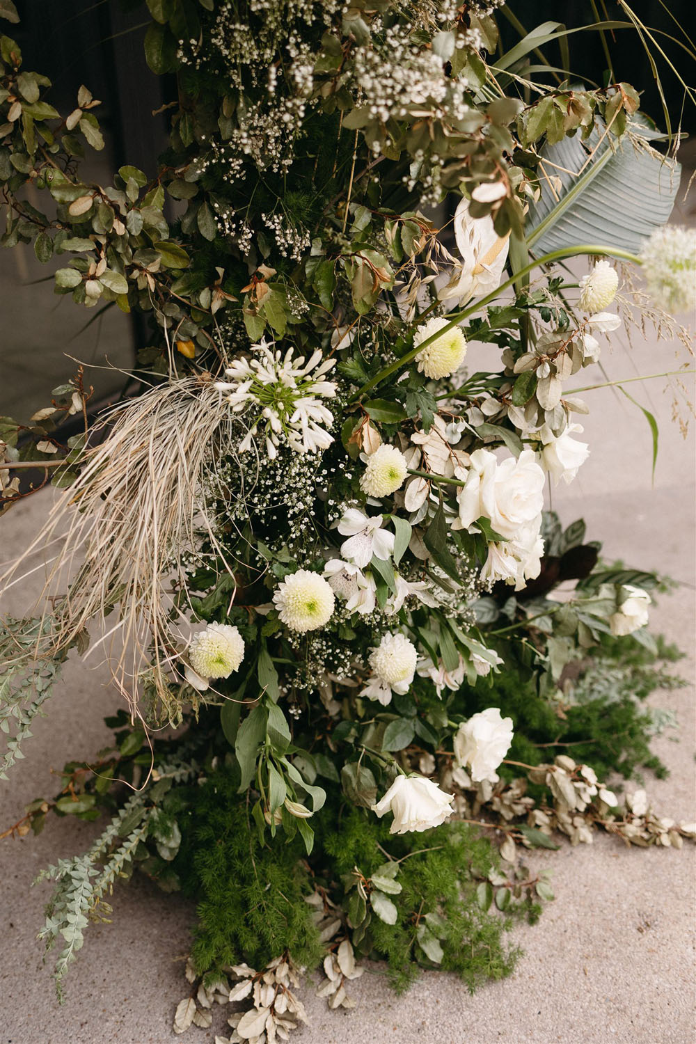 modern white and green floral arrangements