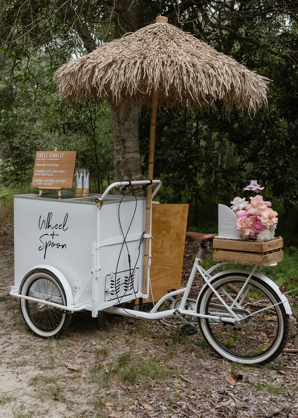 ice cream cart at beach wedding in Australia