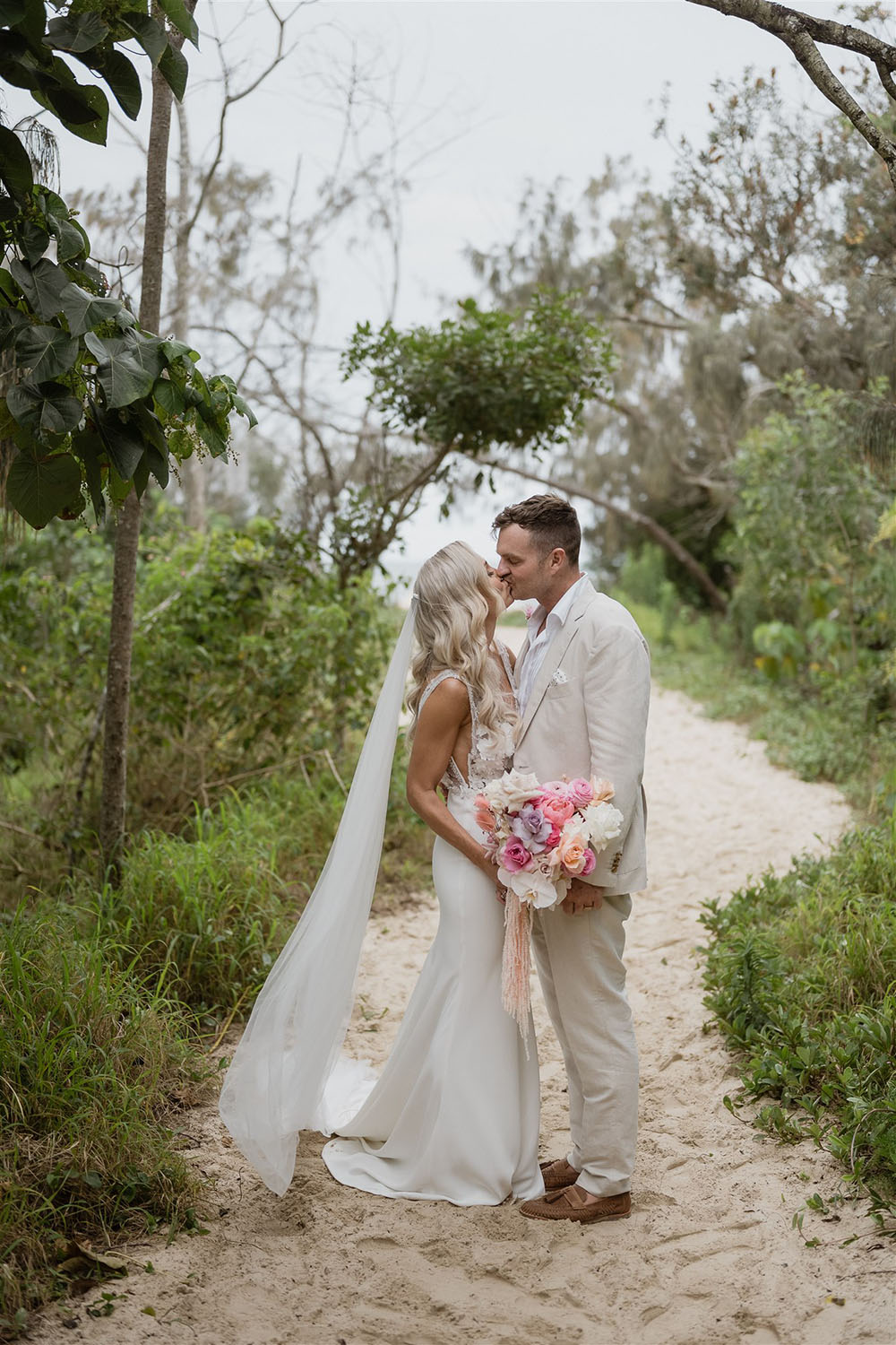 Punchy pink modern coastal Australian wedding