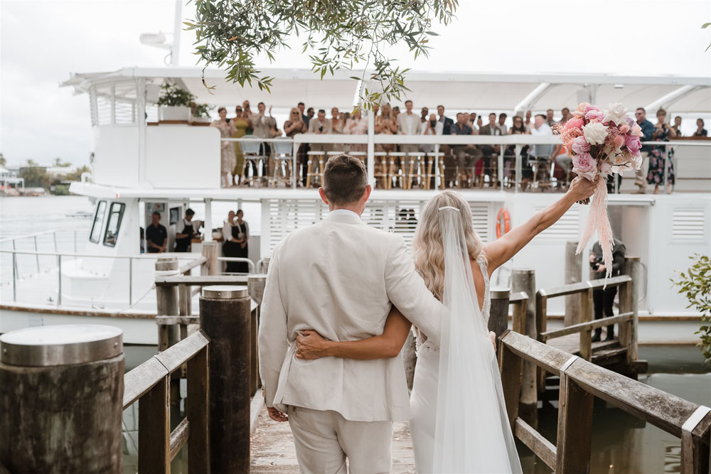 Punchy pink beach wedding in Australia