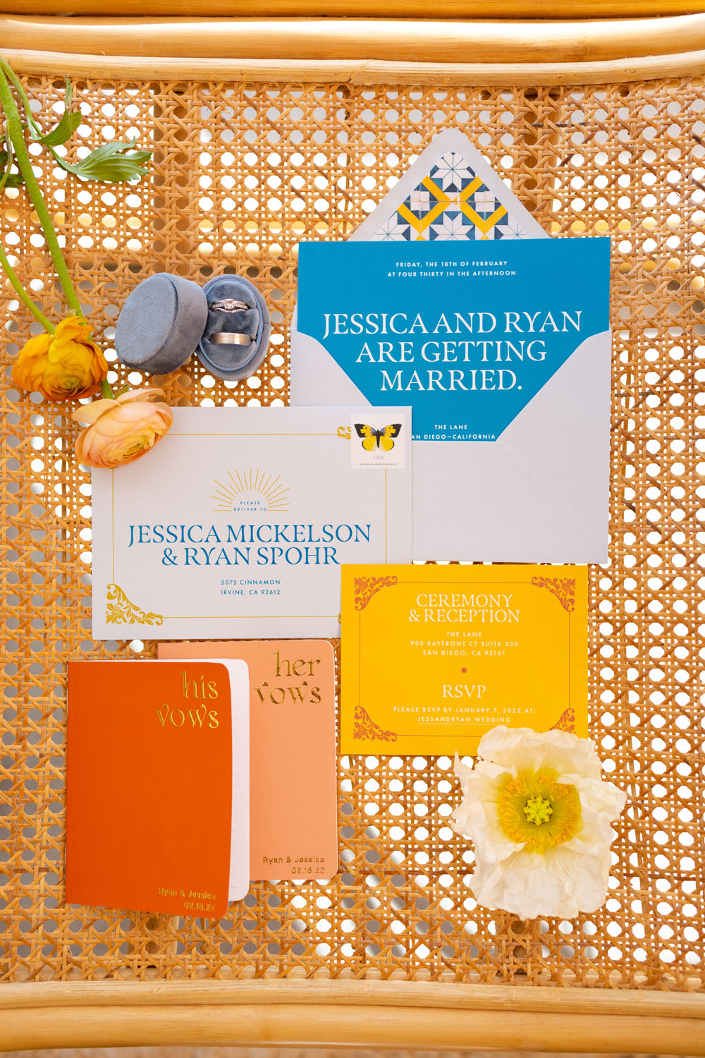 colorful modern wedding invitations