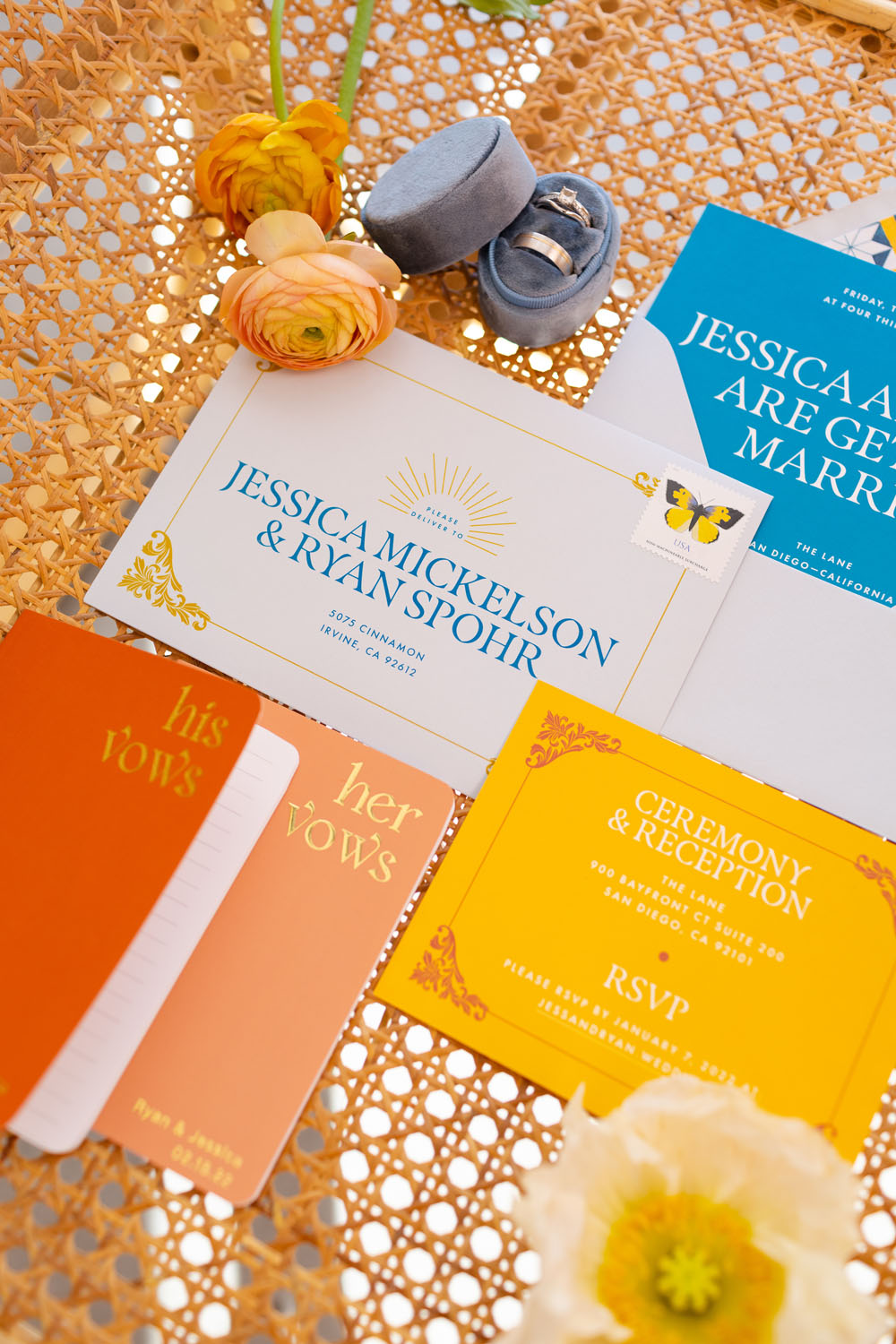 colorful modern wedding invitations