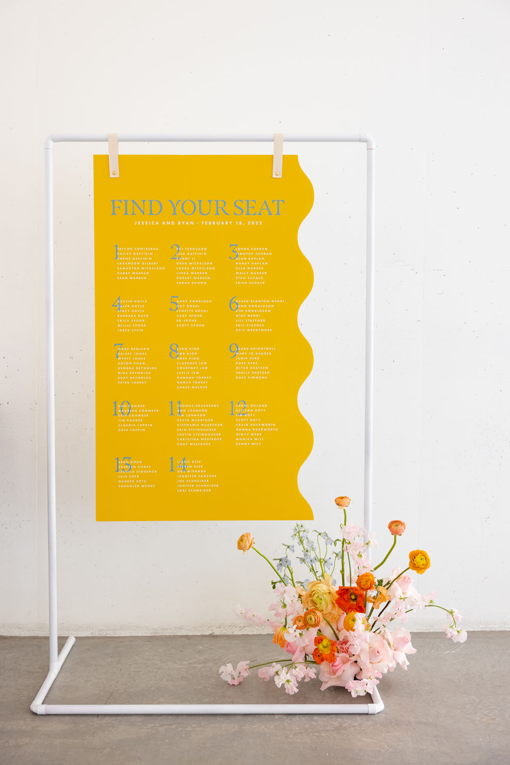 modern yellow seating chart