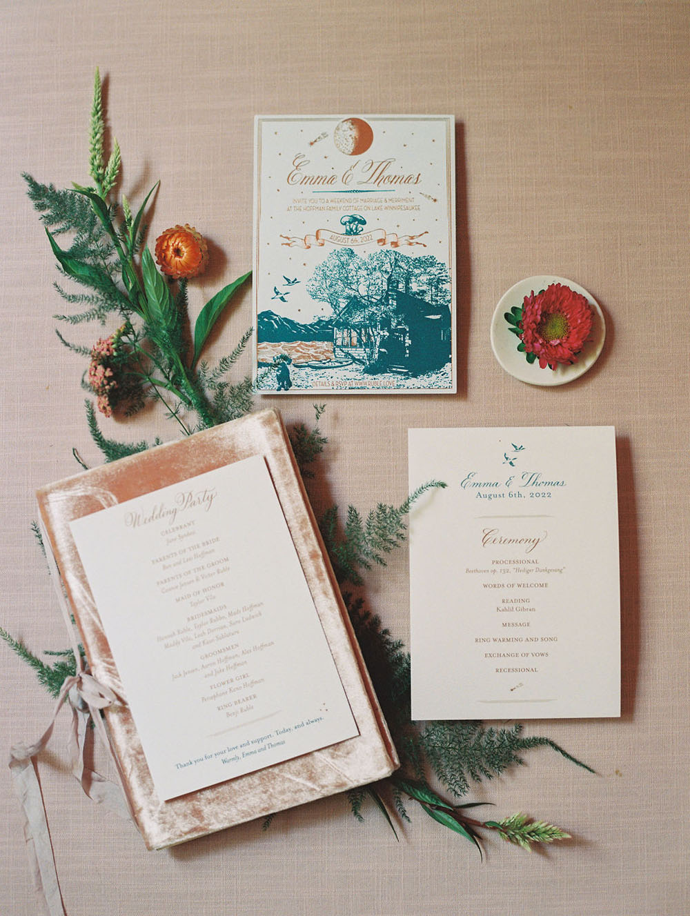 diy lake wedding invitations