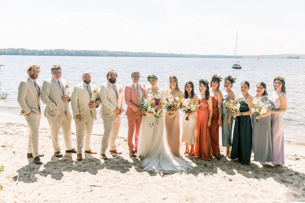 colorful wedding party for DIY summer wedding