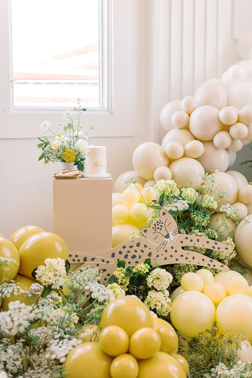 Yellow floral first birthday and Korean Dol