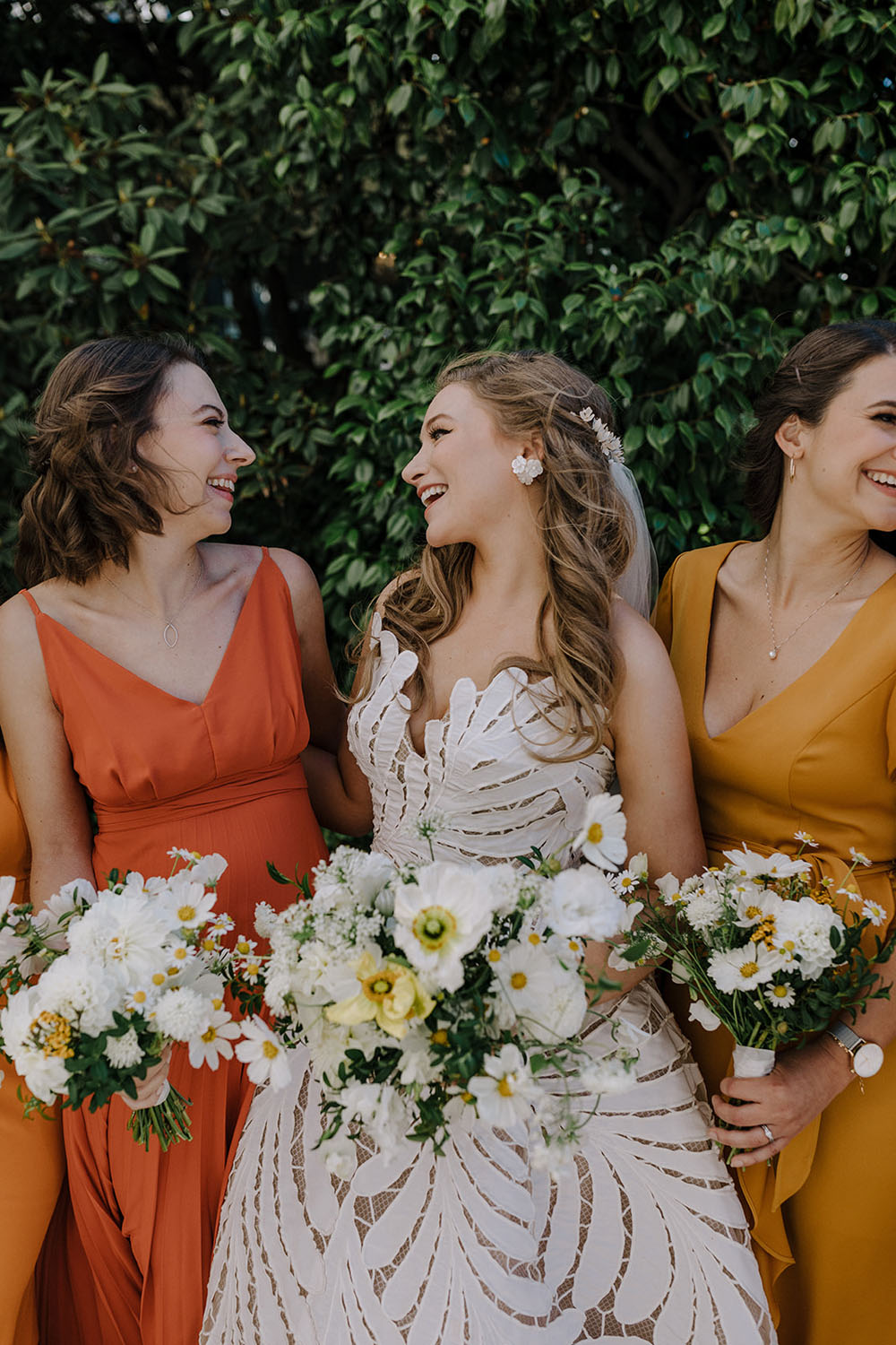 orange and gold bridesmaids for maximalist weddings