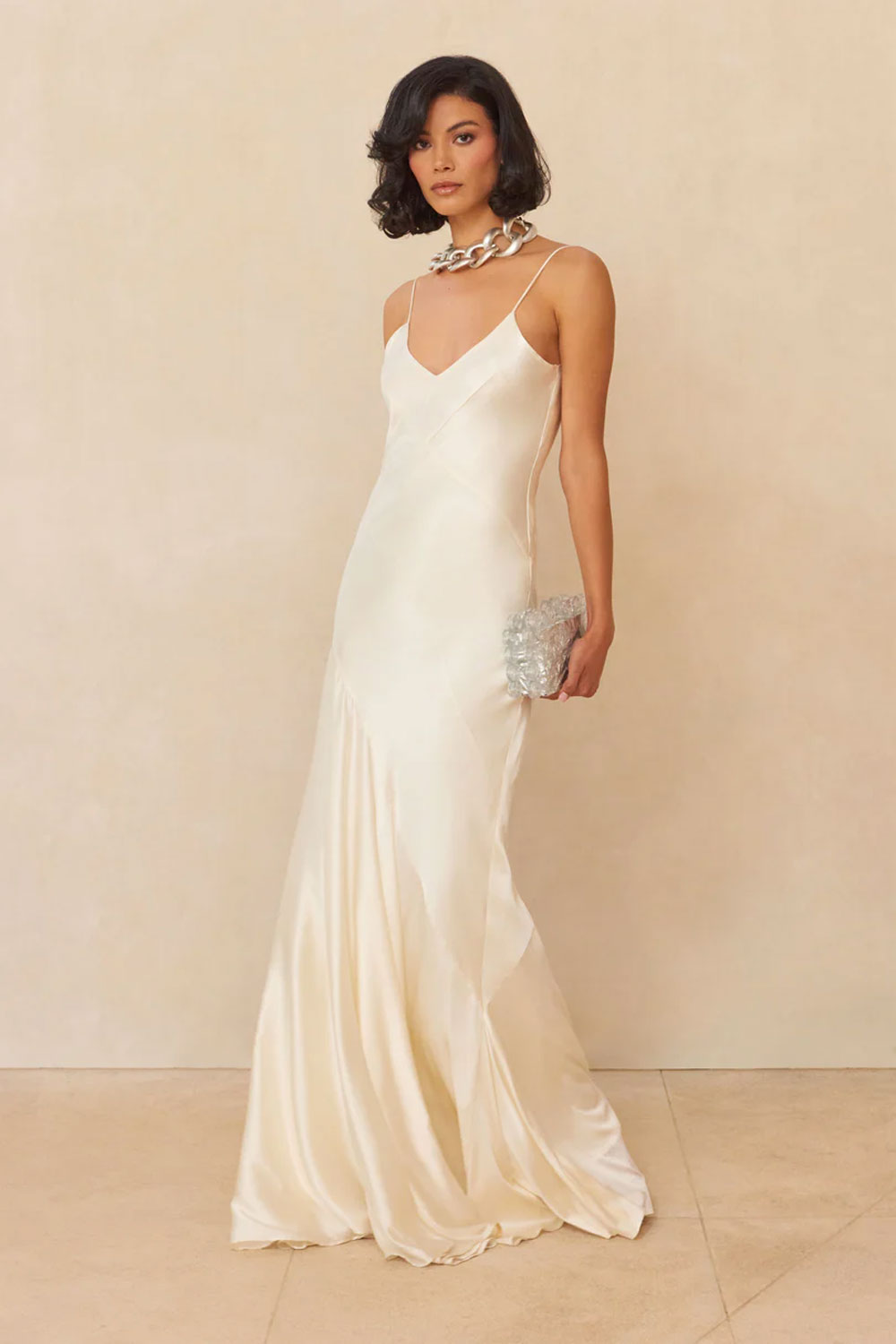Crissy silk slip bridal gown from Cult Gaia - where to buy wedding dresses online