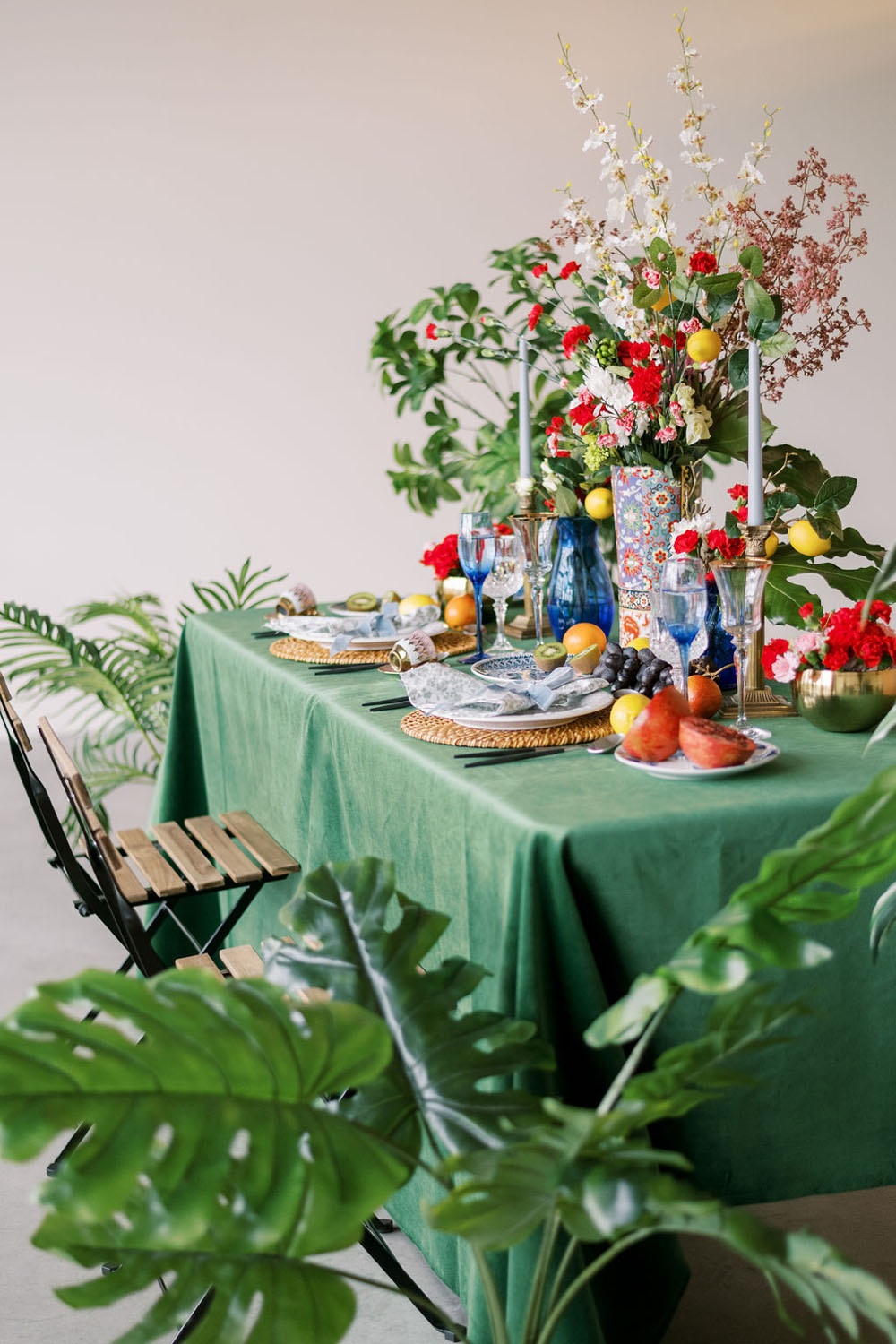 Elegant maximalist green + red wedding inspiration