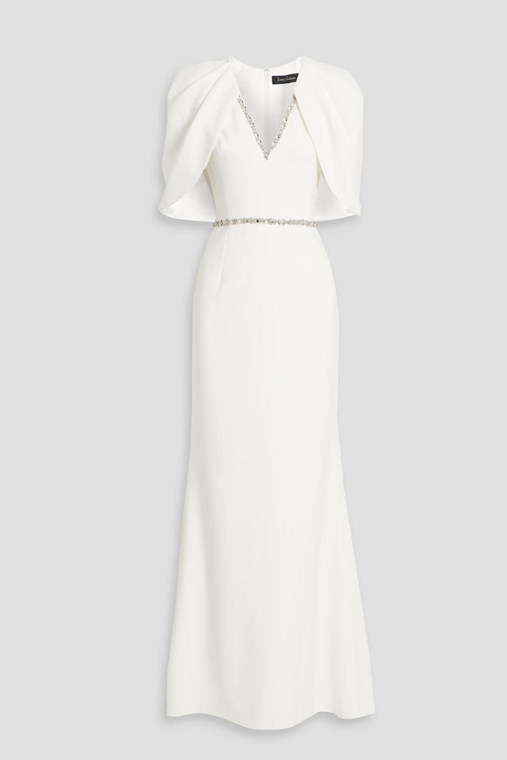 JENNY PACKHAM Cape-effect embellished crepe bridal gown