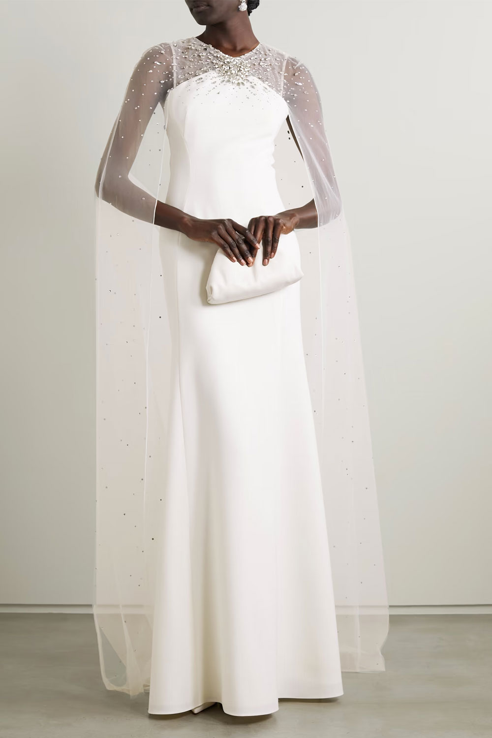 Embellished cape bridal gown from Net-A-Porter - where to buy the best wedding gowns online
