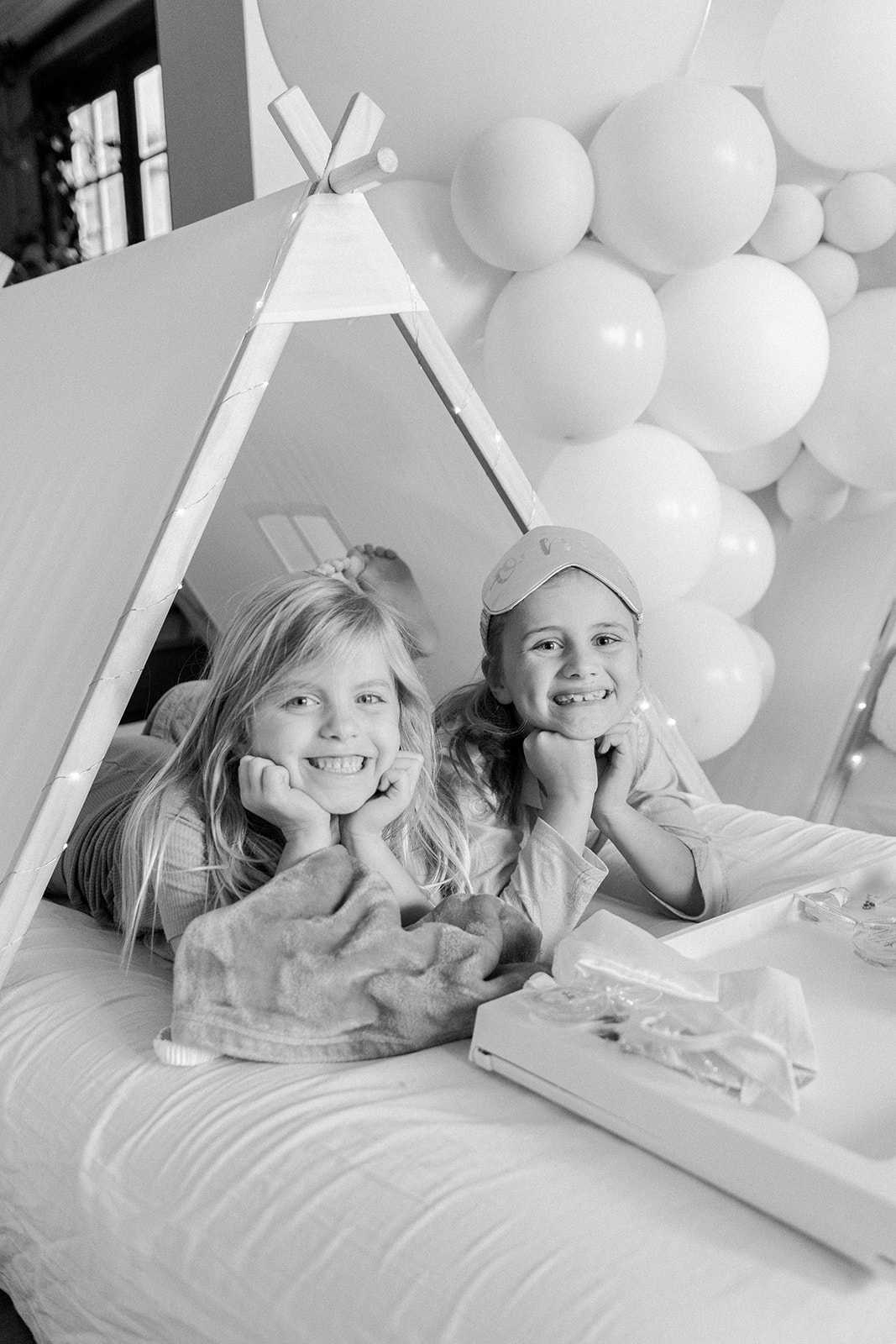 blue and white themed sleepover birthday party