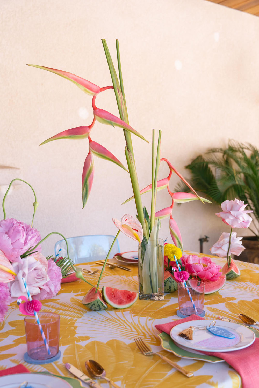 tropical floral arrangements for yellow baby shower