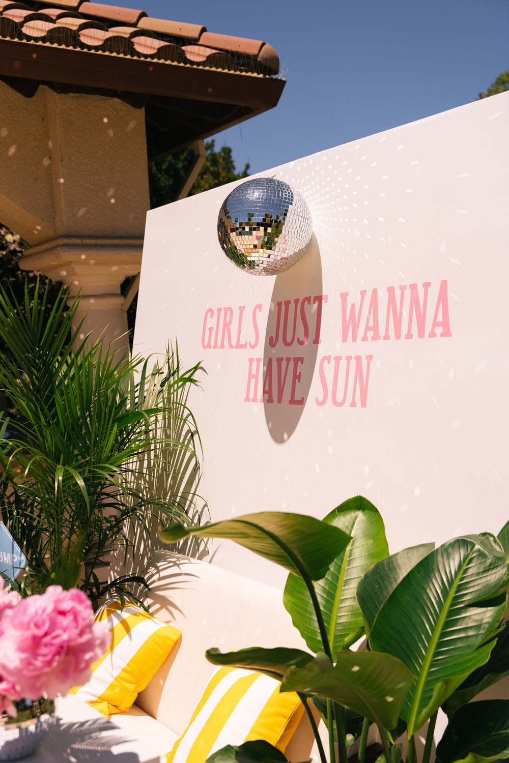 "Girls just wanna have sun" sign for Palm Springs baby shower
